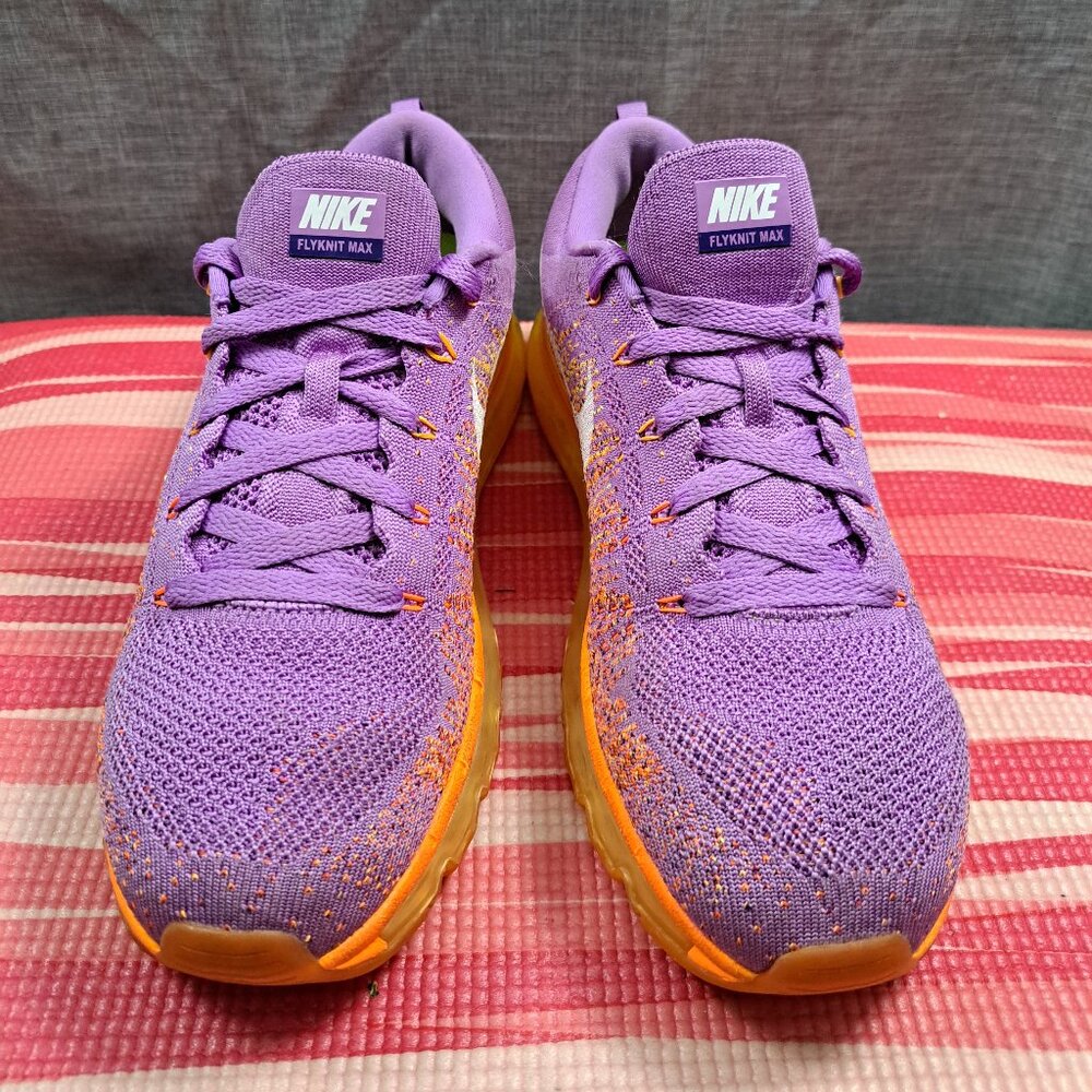 %NIKE FLYKNIT MAX ATOMIC PURPLE/ORANGE/MANGO US 9.5 Women 620659-500 A7 - Picture 2 of 13